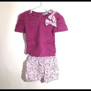 Spunky Kids Floral Shorts Set w Head Band 9-12 m
